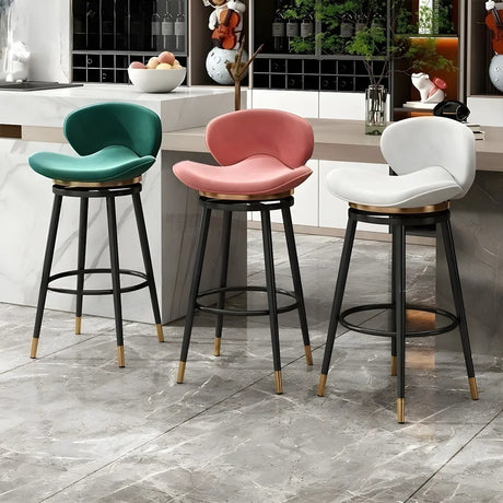 Iron Frame Curved Fabric Bucket Seating Bar Stools Image - 1