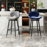 Iron Frame Curved Fabric Bucket Seating Bar Stools Image - 6