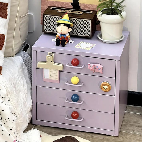 Iron Frame Tip Resistant Kids Nightstand with Drawers Image - 1