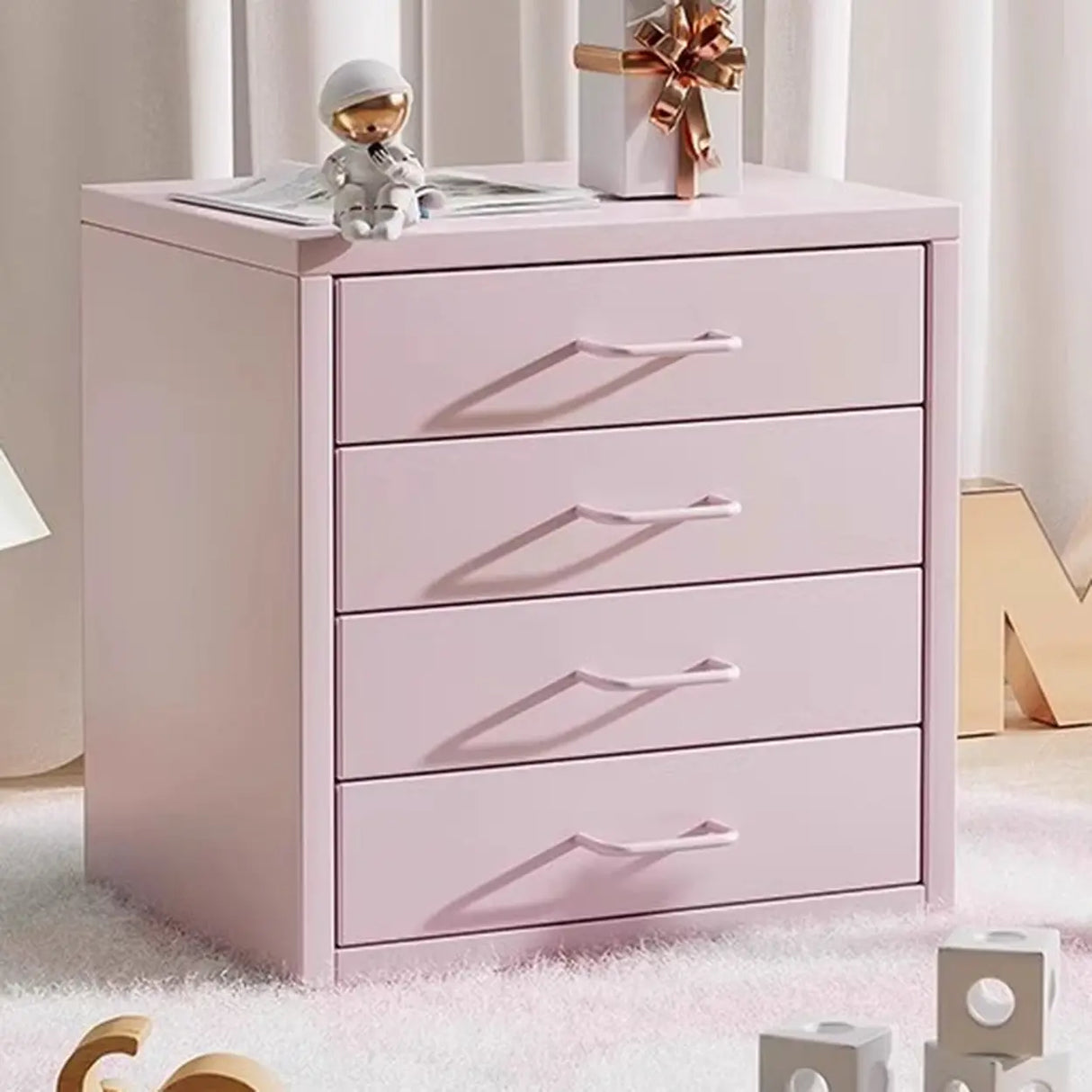 Iron Frame Tip Resistant Kids Nightstand with Drawers Image - 12
