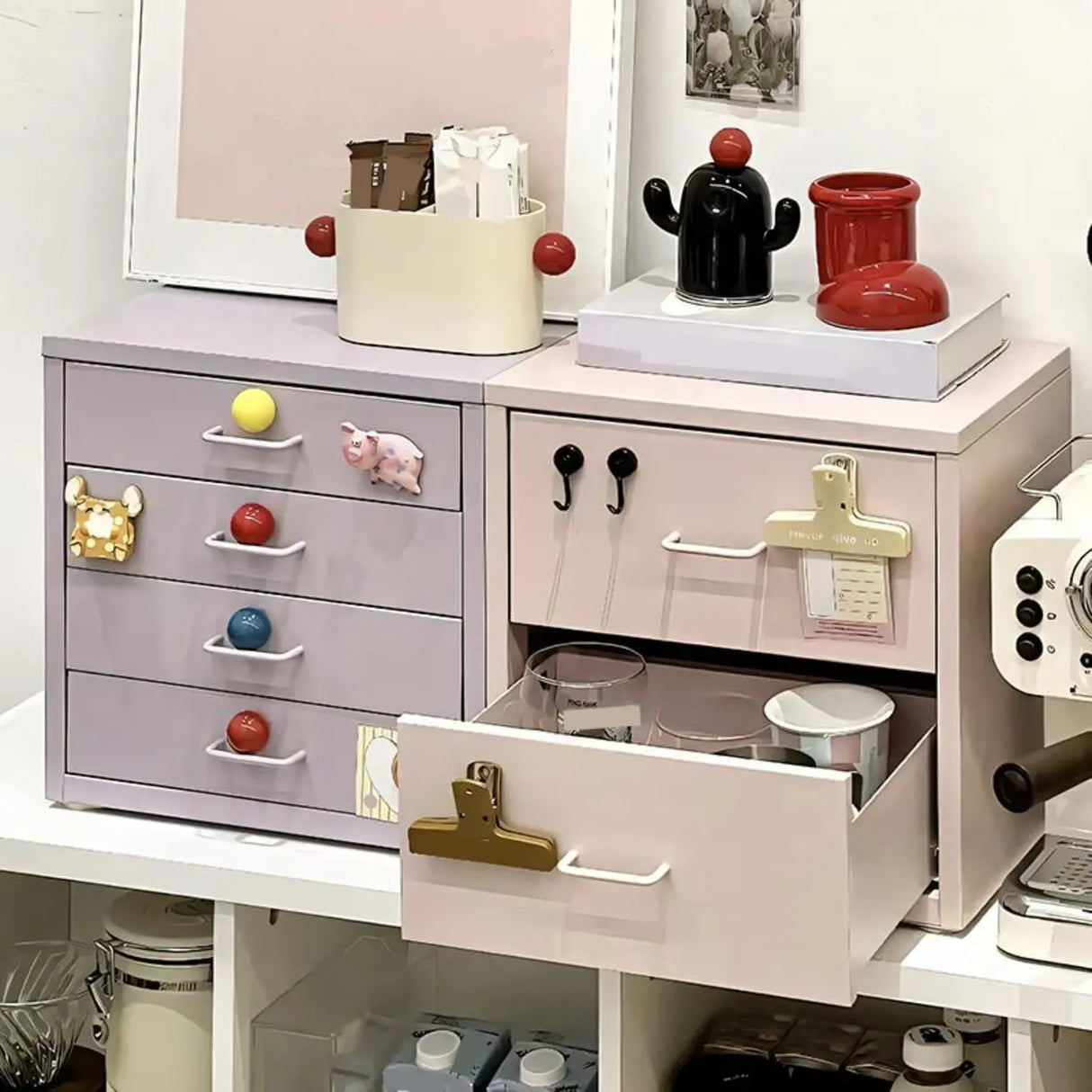 Iron Frame Tip Resistant Kids Nightstand with Drawers Image - 4