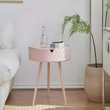 Iron Round Hidden Storage Kids Nighstand with Three-Leg Image - 1