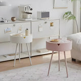 Iron Round Hidden Storage Kids Nighstand with Three-Leg Image - 6