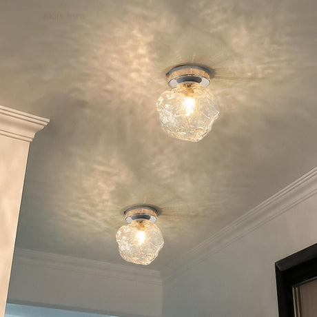 Irregular Ice Cube Chrome Glass Semi-Flush Mount Lamp Image - 1