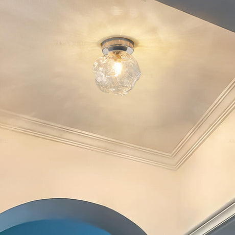 Irregular Ice Cube Chrome Glass Semi-Flush Mount Lamp Image - 2