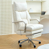 Ivory Adjustable High-Back Footrest Headrest Office Chair Image - 1