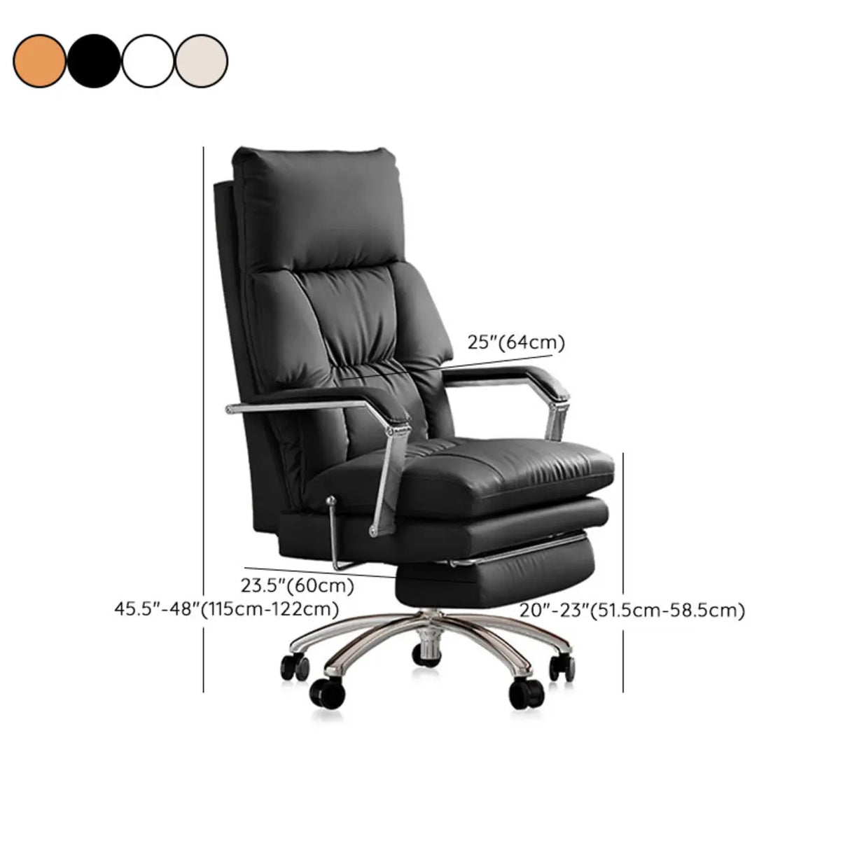 Ivory Adjustable High-Back Footrest Headrest Office Chair 
