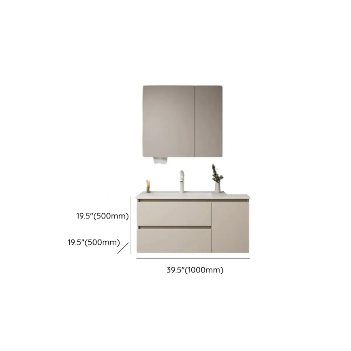 Ivory Drawers and Shelves Wood Storage Bathroom Vanity Image - 8