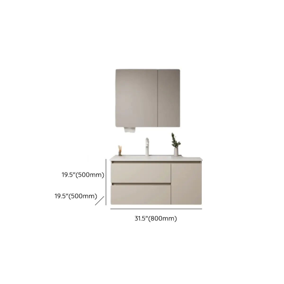 Ivory Drawers and Shelves Wood Storage Bathroom Vanity Image - 9