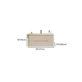Ivory Wall Mounted Wood Storage Bathroom Vanity with Sink #size