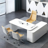 Khaki Adjustable Swivel High-Back Leather Office Chair Image - 5