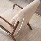 Khaki Cotton Linen Removable Cushions Accent Chair Image - 10