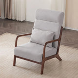 Khaki Cotton Linen Removable Cushions Accent Chair Image - 11