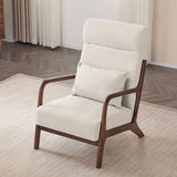 Khaki Cotton Linen Removable Cushions Accent Chair Image - 13