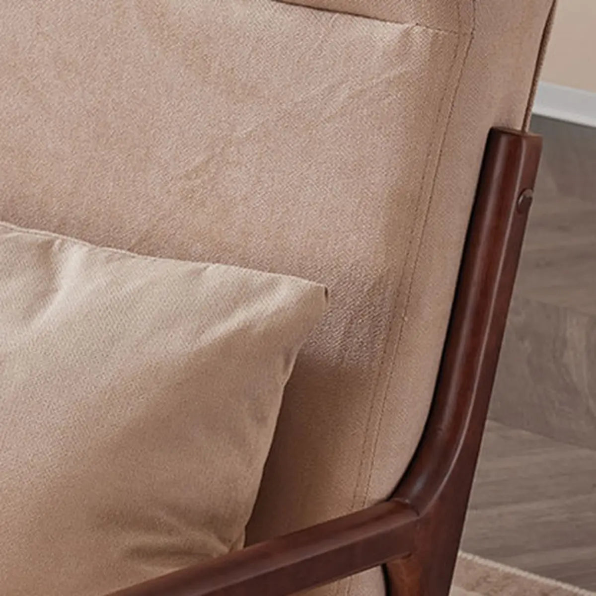Khaki Cotton Linen Removable Cushions Accent Chair Image - 14