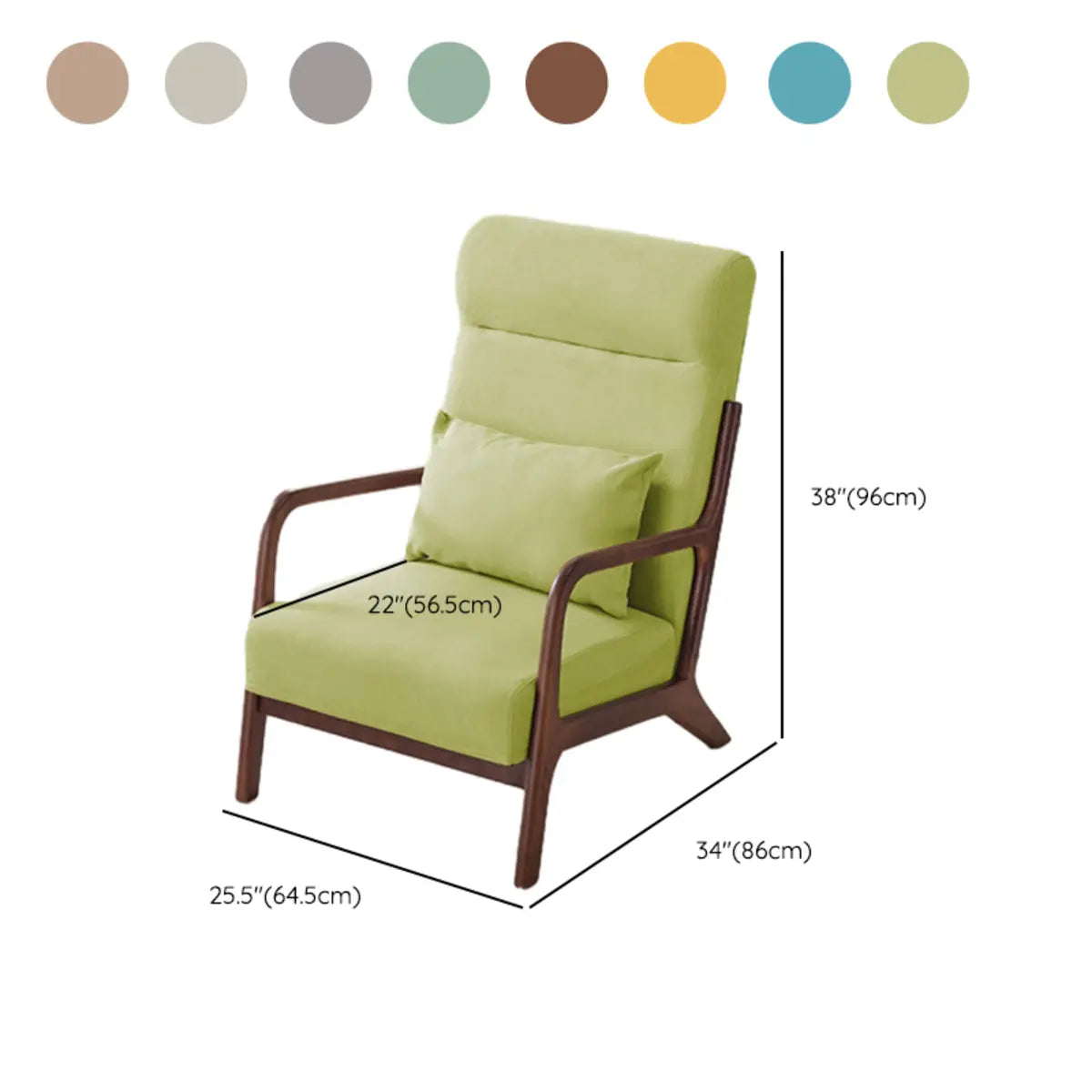 Khaki Cotton Linen Removable Cushions Accent Chair 
