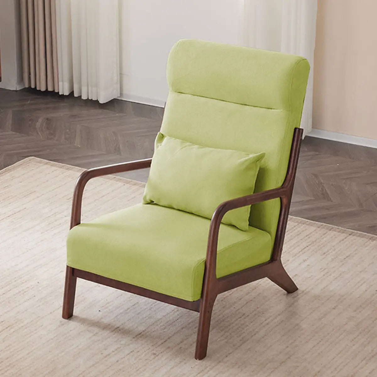 Khaki Cotton Linen Removable Cushions Accent Chair Image - 2