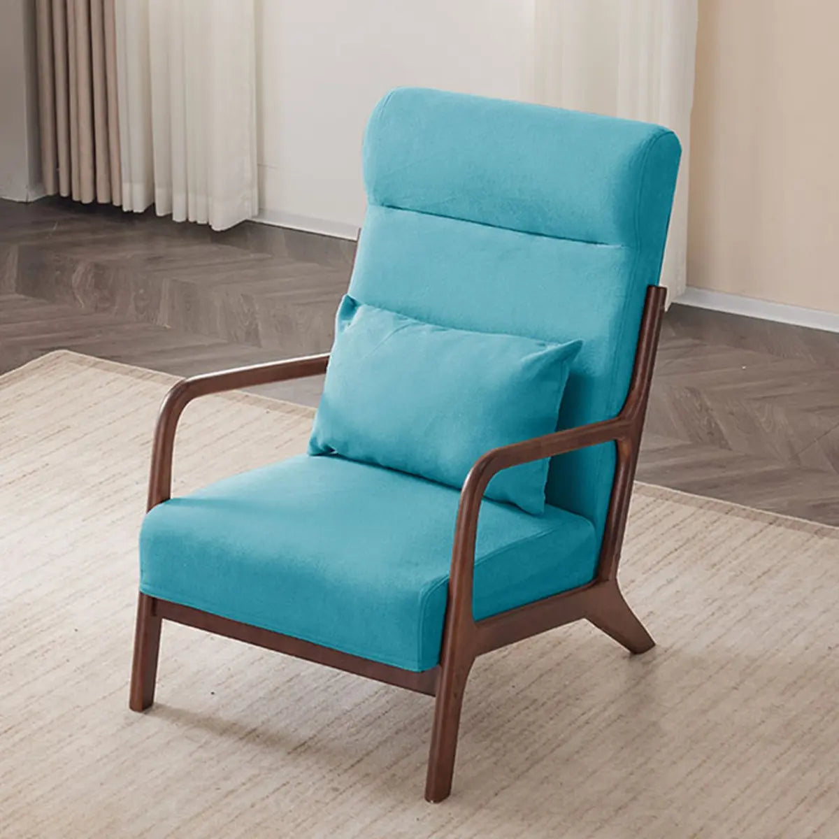 Khaki Cotton Linen Removable Cushions Accent Chair Image - 3