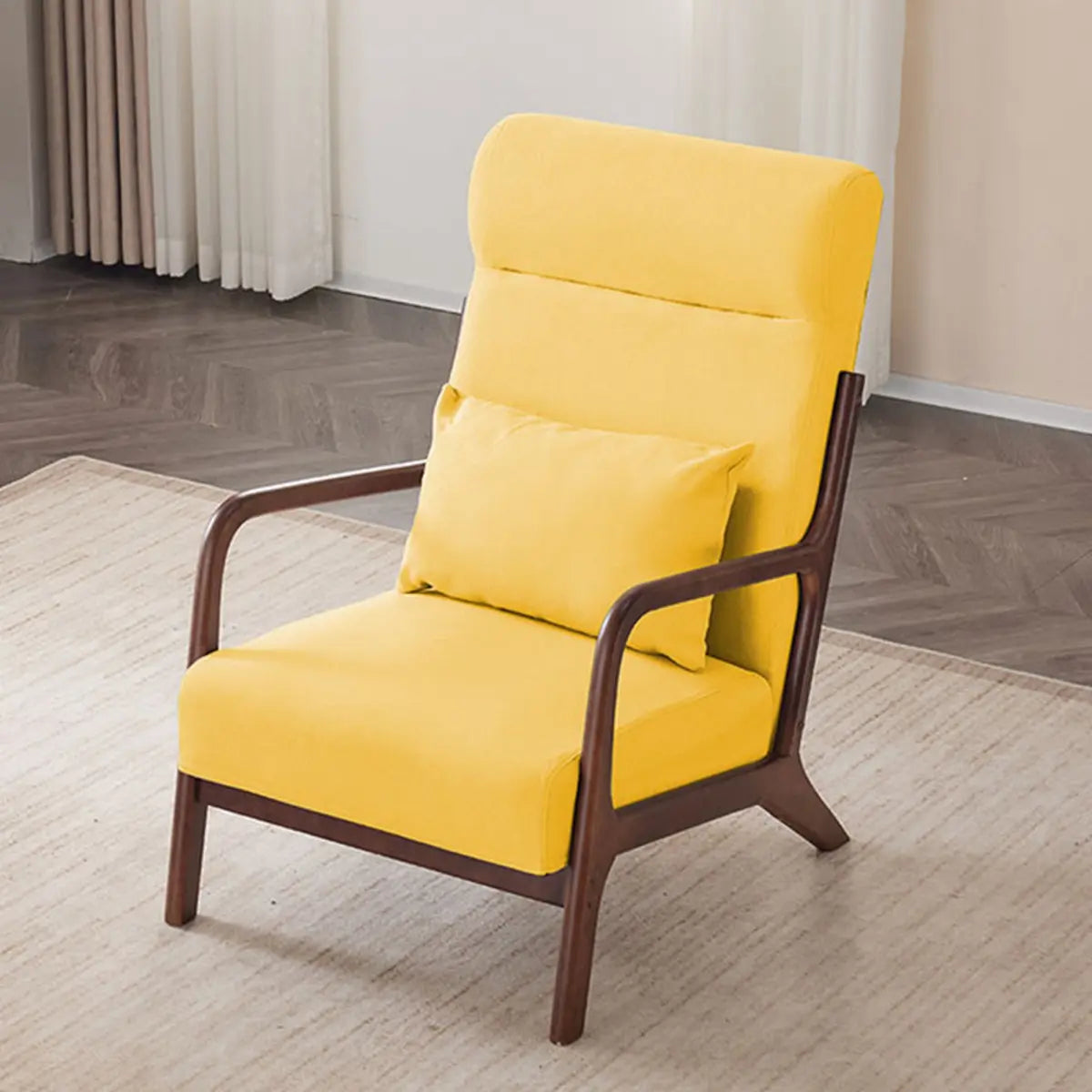 Khaki Cotton Linen Removable Cushions Accent Chair Image - 5
