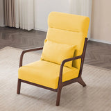Khaki Cotton Linen Removable Cushions Accent Chair Image - 5