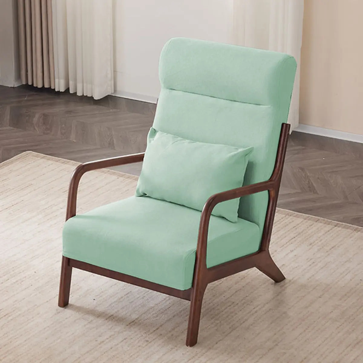 Khaki Cotton Linen Removable Cushions Accent Chair Image - 9