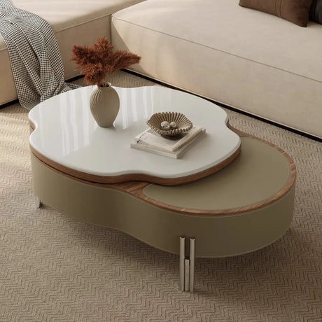 Khaki Extendable Microlite Coffee Table with Storage Image - 2