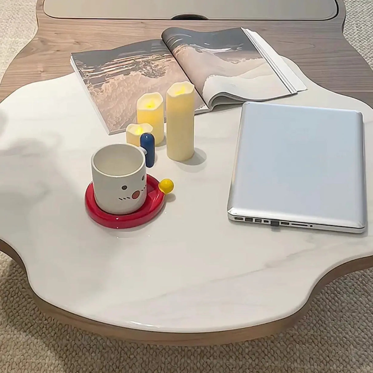 Khaki Extendable Microlite Coffee Table with Storage Image - 7