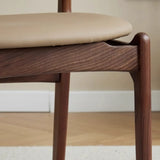 Khaki Faux Leather Armless Wood Open Back Dining Chair Image - 7