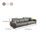 Khaki Leather Biscuit Back Wood Frame Sofa	with Arms #size