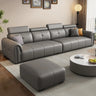 Khaki Leather Biscuit Back Wood Frame Sofa	with Arms Image - 5