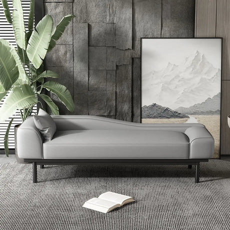 Khaki Stain Resistant Faux Leather Left-Arm Chaise Image - 5