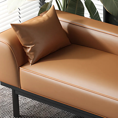 Khaki Stain Resistant Faux Leather Left-Arm Chaise Image - 6