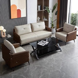 Khaki Water Resistant Nappa Leather Foam Fill Sofa Image - 1