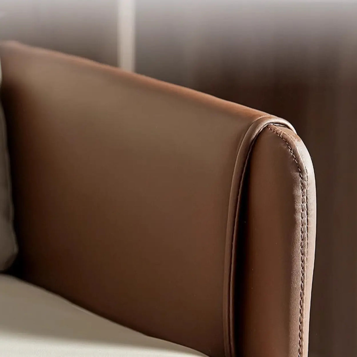 Khaki Water Resistant Nappa Leather Foam Fill Sofa Image - 10