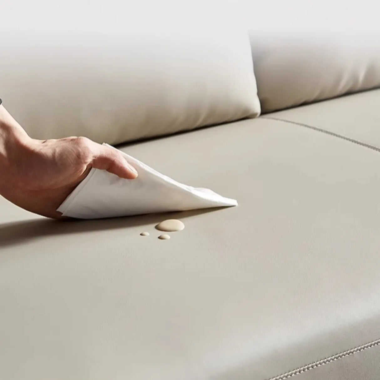 Khaki Water Resistant Nappa Leather Foam Fill Sofa Image - 14