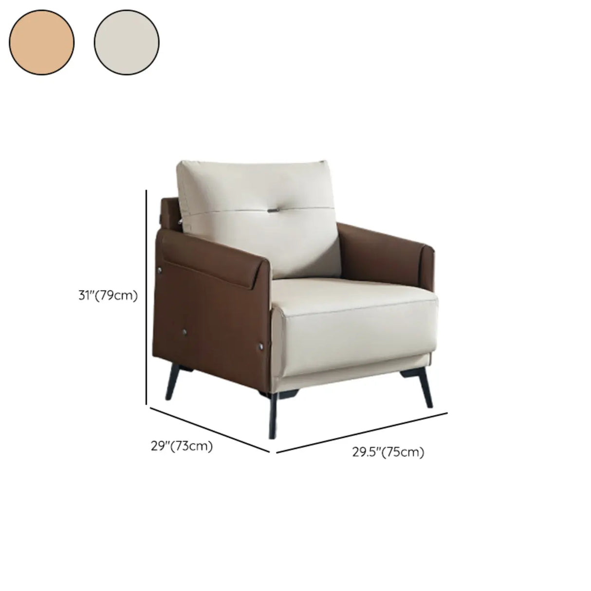Khaki Water Resistant Nappa Leather Foam Fill Sofa 