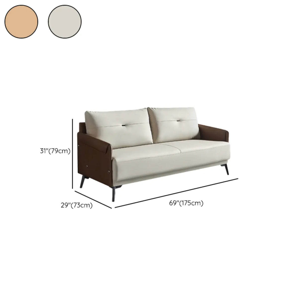 Khaki Water Resistant Nappa Leather Foam Fill Sofa Image - 16