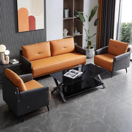 Khaki Water Resistant Nappa Leather Foam Fill Sofa Image - 2