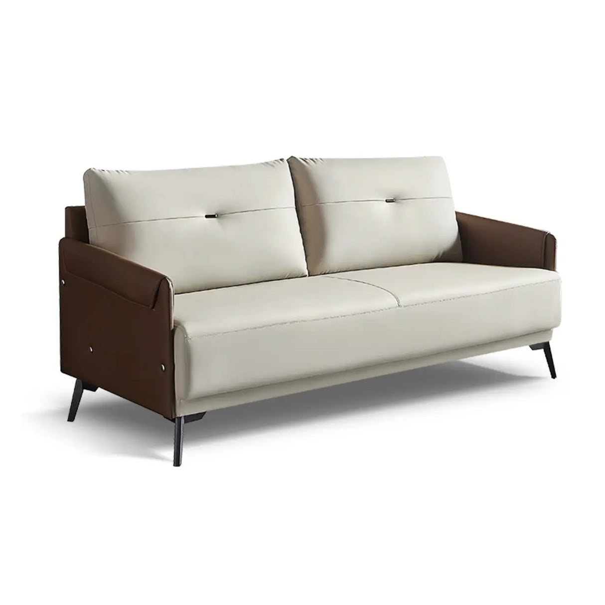 Khaki Water Resistant Nappa Leather Foam Fill Sofa Image - 6