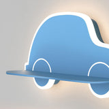 Kid's Room Blue Car Shaped Wall Sconce with Shelf Image - 10