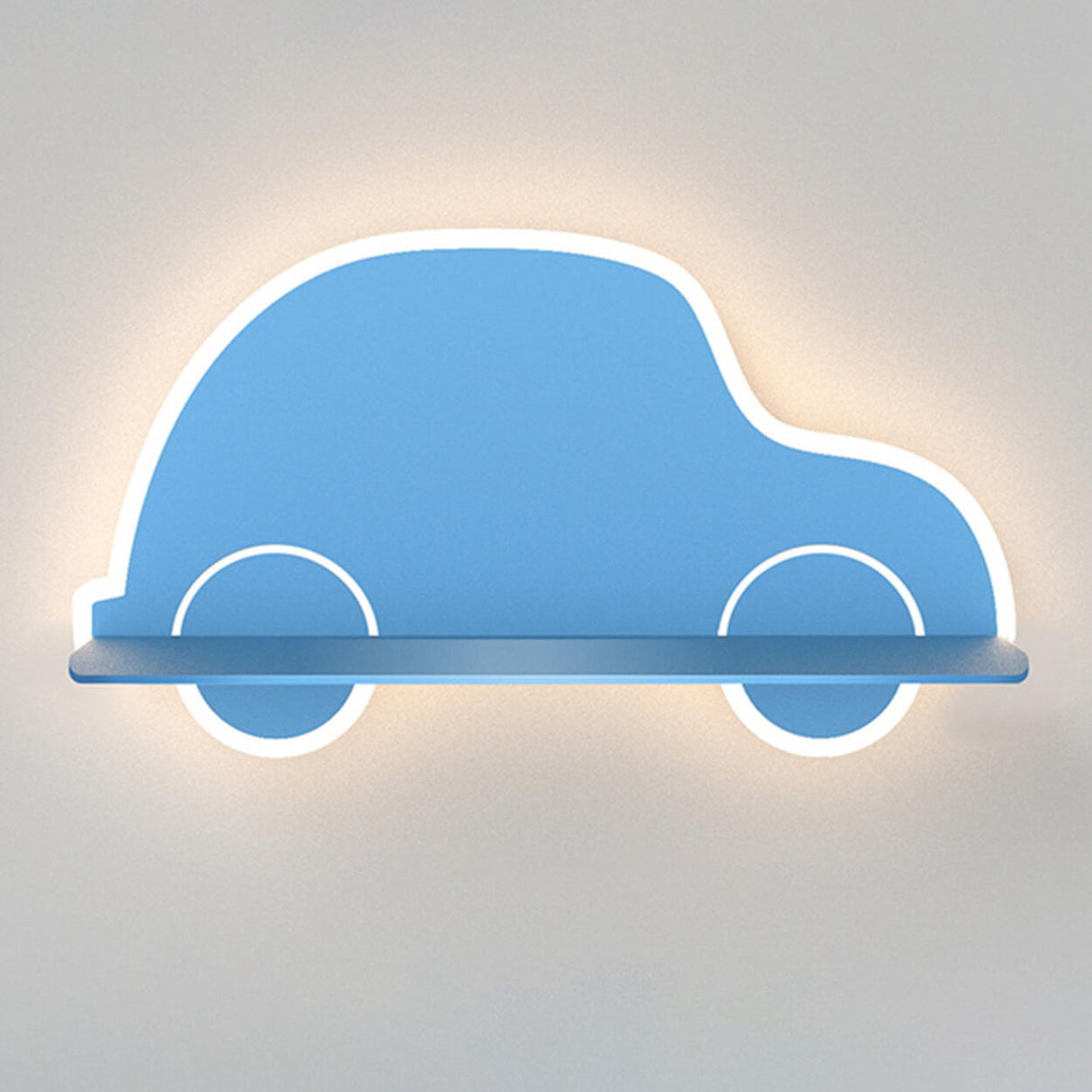 Kid's Room Blue Car Shaped Wall Sconce with Shelf Image - 3