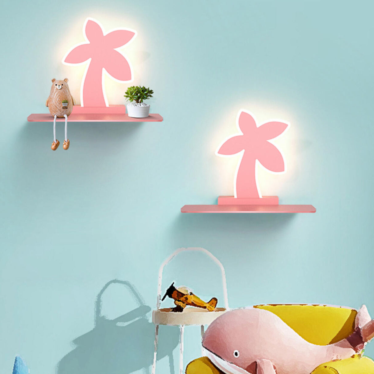 Kid's Room Blue Car Shaped Wall Sconce with Shelf Image - 4