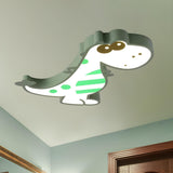 Kids Bedroom Cute Pink Dinosaur LED Flush Mount Light Image - 6