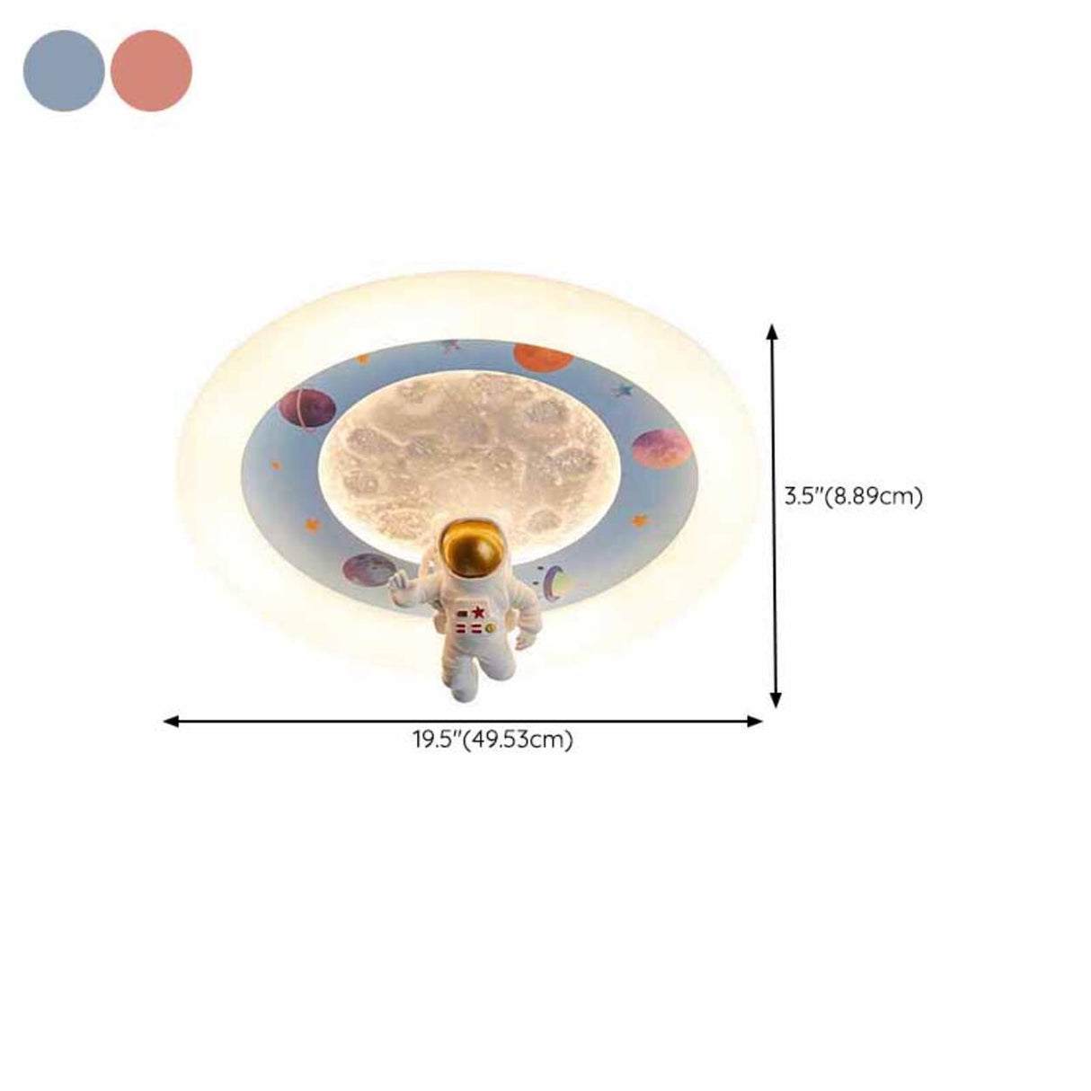Kids Bedroom Pink Space Round Flush Mount Ceiling Light 