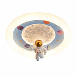 Kids Bedroom Pink Space Round Flush Mount Ceiling Light Image - 5