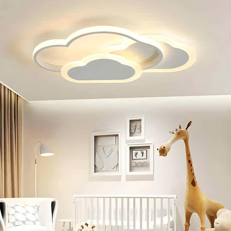Kids Bedroom White Cloud LED Flush Mount Ceiling Light Image - 1