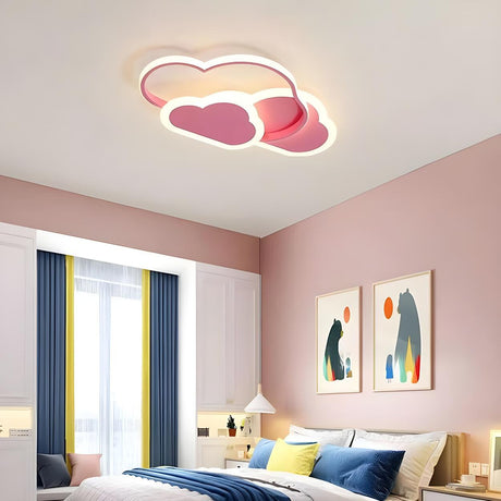 Kids Bedroom White Cloud LED Flush Mount Ceiling Light Image - 2