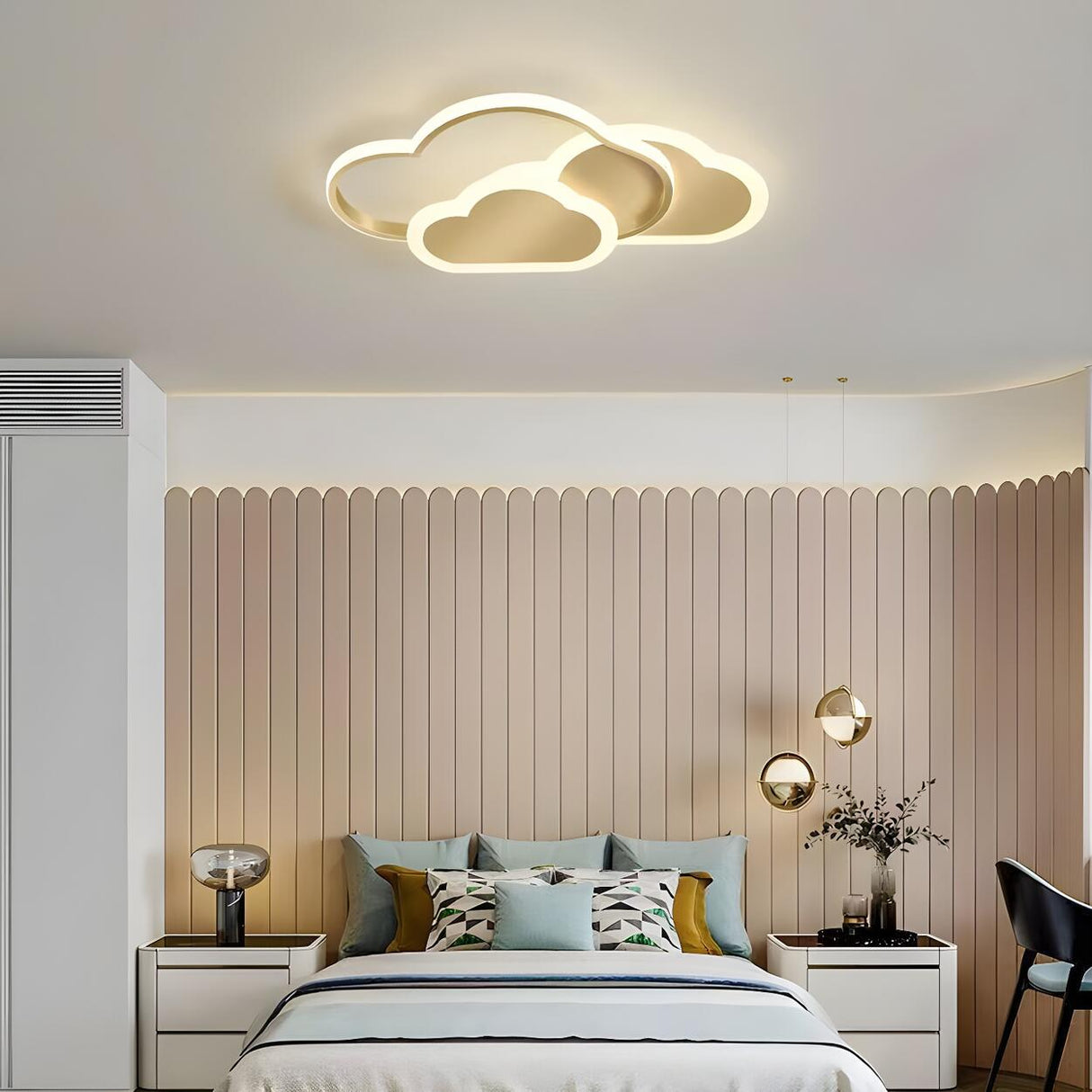 Kids Bedroom White Cloud LED Flush Mount Ceiling Light Image - 3