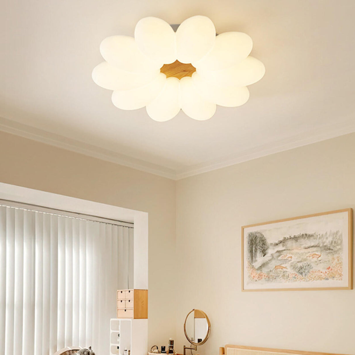 Kids Bedroom White Flower Flush Mount Ceiling Light Image - 13
