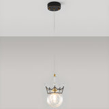 Kids Clear Glass Crown Globe Crystal Pendant Light Image - 13